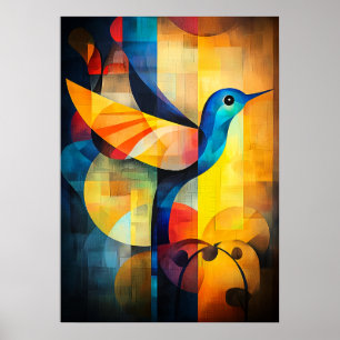 Abstrakte Kolibri-Kunst - Geometrischer Vogel Poster