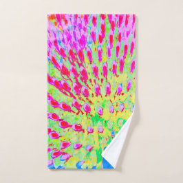 Abstrakte Kone-Blume mit mehrfarbigem Regenbogen Badhandtuch Set