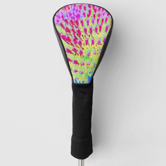 Abstrakte Kone-Blume mit mehrfarbigem Regenbogen Golf Headcover (Vorderseite)