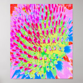 Abstrakte Kone-Blume mit mehrfarbigem Regenbogen Poster