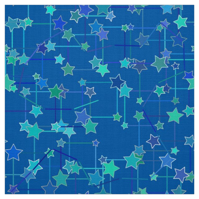 Abstrakte Konstellation Sterne, Kobalt-Blau Stoff (Muster)