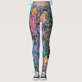 Abstrakte Korallen, rosa Grüne und Aqua Garden Fol Leggings