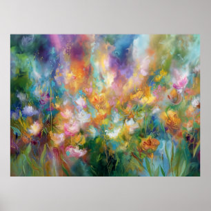 Abstrakte kosmische Blumeneruption in Pastellfarbe Poster