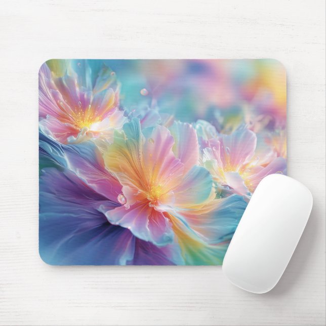 Abstrakte kosmische Blumenexplosion in Pastell Mousepad (Mit Mouse)