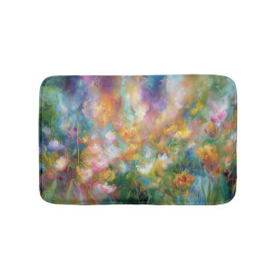 Abstrakte kosmische Blumenexplosion in Pastellfarb Badematte