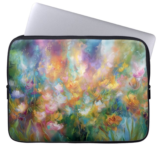 Abstrakte kosmische Blumenexplosion in Pastellfarb Laptopschutzhülle (Vorderseite)