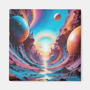 Abstrakte kosmische Horizont-Fantasie Hintergrundg Magnet