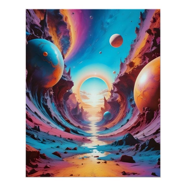 Abstrakte kosmische Horizont-Fantasie Hintergrundg Poster (Vorderseite)