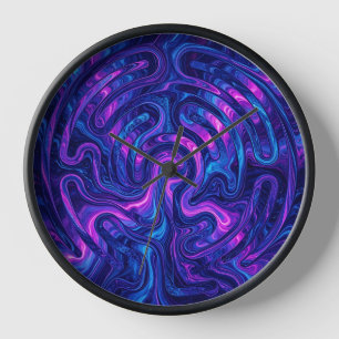 Abstrakte Kosmische Lila Labyrinth Kunstuhren Uhr