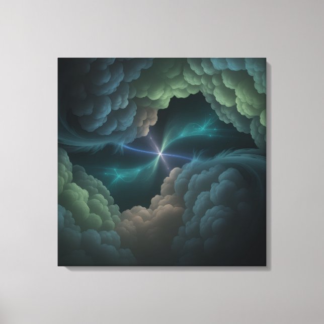 Abstrakte kosmische Wolken-Wandkunst auf Leinwand (Vorderseite)