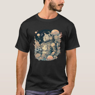 Abstrakte Kreative Astronautenkatze mit einem Pop T-Shirt