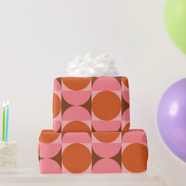 Abstrakte Kreise des mittleren Jahrhunderts rosa u Geschenkpapier (Partygeschenke)