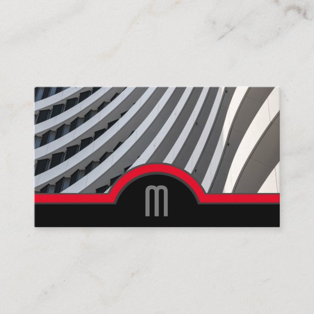 Abstrakte Kreise graurote Farbtöne eleganter Archi Visitenkarte (Vorderseite)