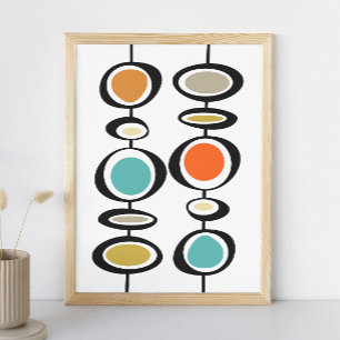 Abstrakte Kreise Mid Century Modern Bunt Retro Poster