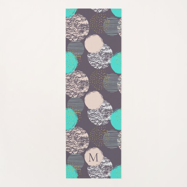 Abstrakte Kreise Muster für Yogmatte in Monogramm Yogamatte (Vorderseite)