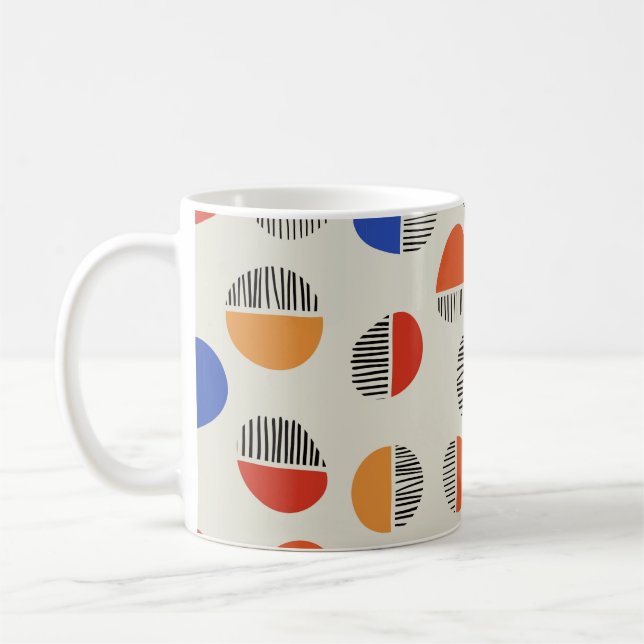 Abstrakte Kreise nahtlos Muster, Hintergrund mit  Kaffeetasse (Links)
