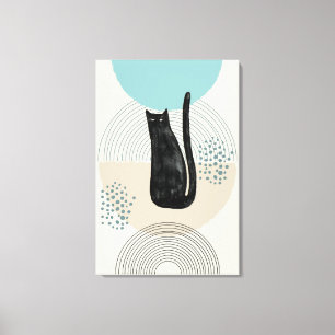 Abstrakte Kreise schwarze Katze 4 Canvas Print Leinwanddruck