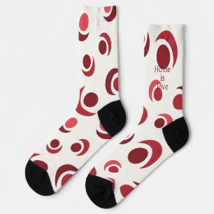 Abstrakte Kreise und Halbmonde in Rot Socken