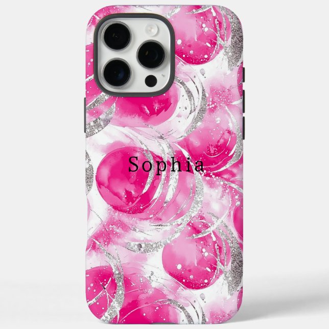 Abstrakte Kreisel in rosa Silberglanz Case-Mate iPhone Hülle (Rückseite)