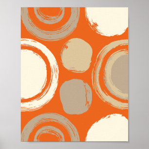 Abstrakte kreisförmige Muster auf orangem Hintergr Poster
