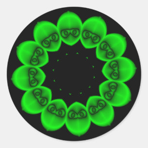 Abstrakte kreisgrüne Alien Runder Aufkleber