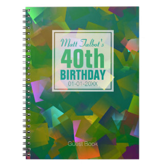 Abstrakte kubistische Formen 40. Geburtstag Gästeb Notizblock