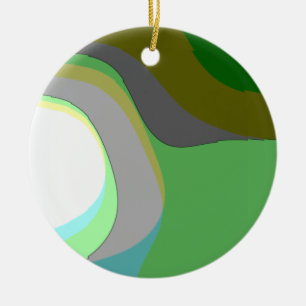 Abstrakte Kunst 303 - Grün Blau Gelb Groovy Retro Keramik Ornament
