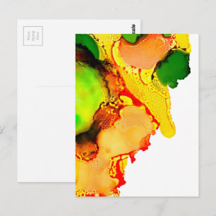 Abstrakte Kunst Alkohol-Tinte gelb grün Postkarte