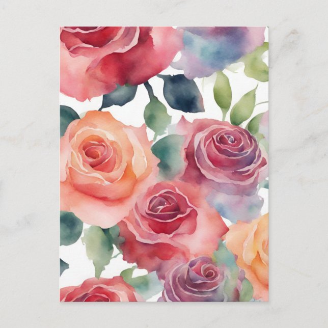 Abstrakte Kunst - Aquarellrosen  Postkarte (Vorderseite)