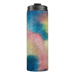 Abstrakte Kunst aus farbenfroher, leuchtender Tint Thermosbecher