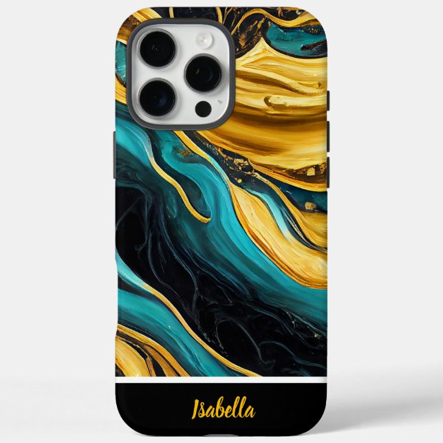 Abstrakte Kunst aus Gold und Türkis Case-Mate iPhone Hülle (Rückseite)