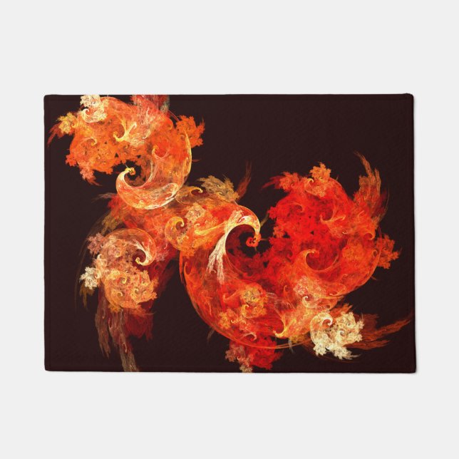 Abstrakte Kunst beim Tanzen von Feuervögeln Fußmatte (Vorderseite)