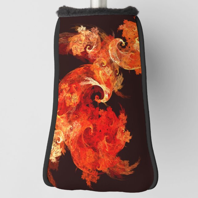 Abstrakte Kunst beim Tanzen von Feuervögeln Golf Headcover (Rotieren 90)