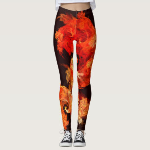Abstrakte Kunst beim Tanzen von Feuervögeln Leggings