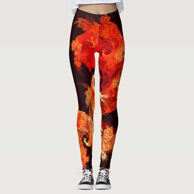 Abstrakte Kunst beim Tanzen von Feuervögeln Leggings (Vorderseite)