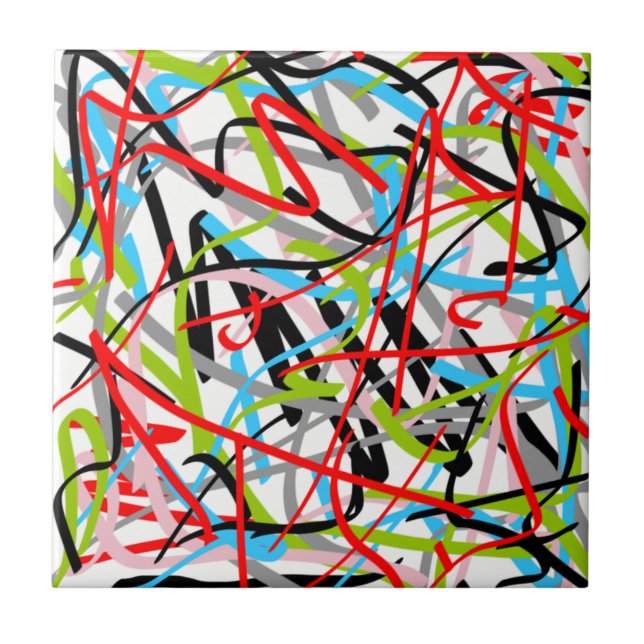 Abstrakte Kunst besetzt farbenfroh Fliese (Vorderseite)