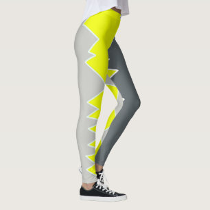 Abstrakte Kunst Blassgrau Gelb Holzkohlegrau Leggings