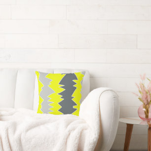 Abstrakte Kunst Blassgraue gelbe Holzkohle Grau Kissen