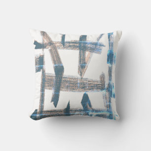 Abstrakte Kunst Blau Ausgewaschen Wurf Kissen
