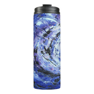 Abstrakte Kunst Blau Thermosbecher