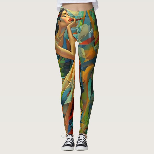 Abstrakte Kunst bunt Leggings (Vorderseite)