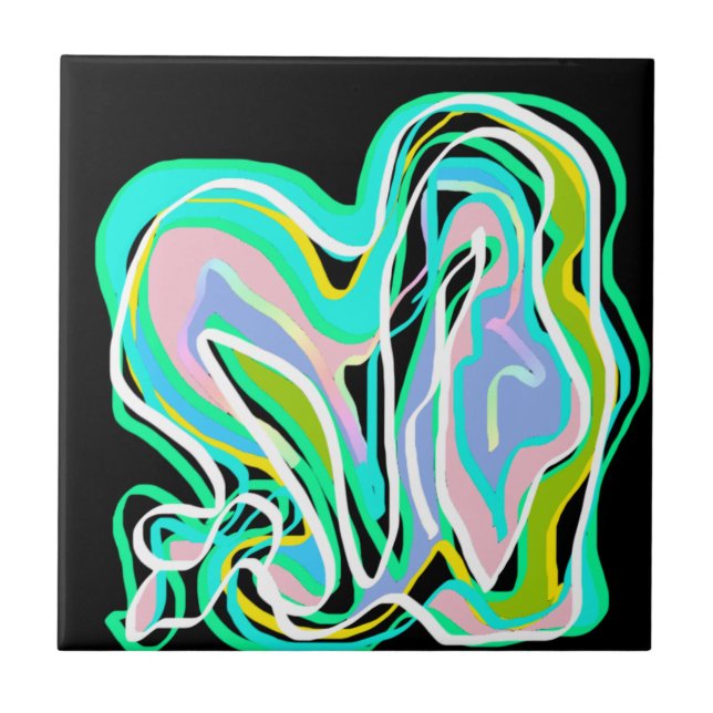 Abstrakte Kunst Bunte Farben Fliese (Vorderseite)