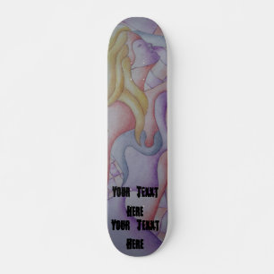 abstrakte Kunst, buntes Rosa, positives Retro Skateboard