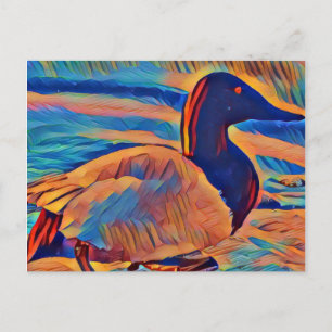 Abstrakte Kunst Canvasback Ente Postkarte