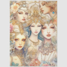 Abstrakte Kunst Collage Decoupage Meerjungfrauen