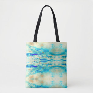 Abstrakte Kunst cremeblau türkisfarbene Tasche