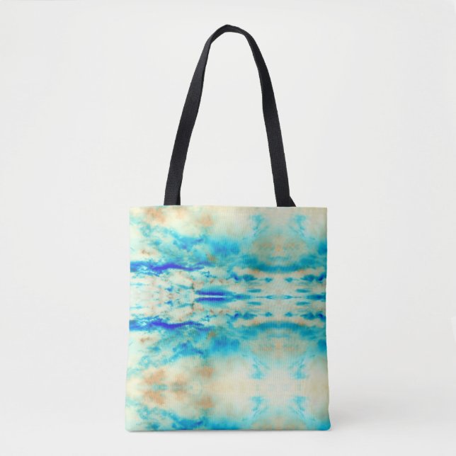 Abstrakte Kunst cremeblau türkisfarbene Tasche (Vorderseite)