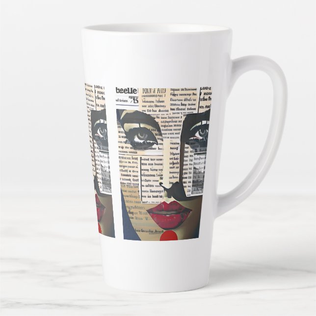 Abstrakte Kunst | Dame's Face Digital Text Art Milchtasse (Rechts)