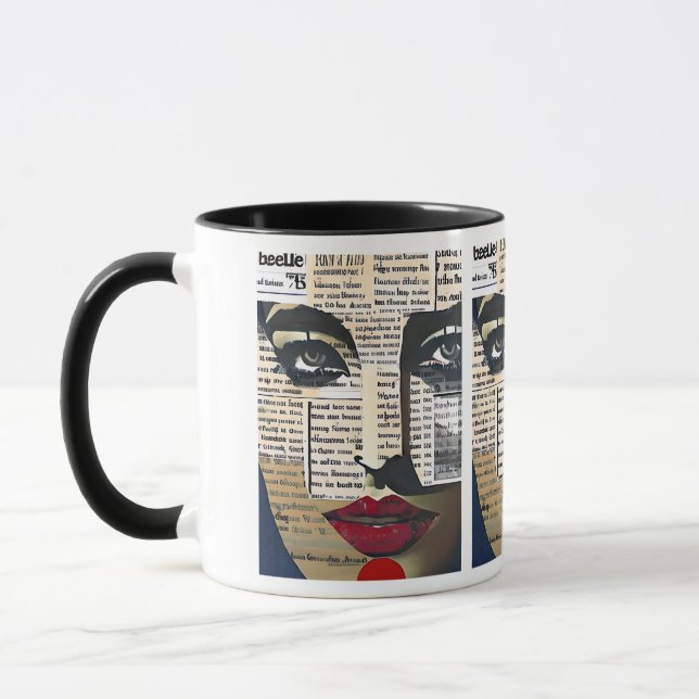 Abstrakte Kunst | Dame's Face Digital Text Art Tasse (Links)