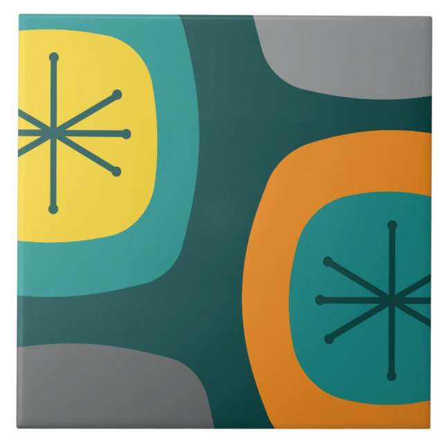 abstrakte Kunst der 1950er Jahre Aquamarin mehrfar Fliese (Vorderseite)